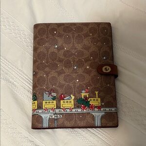 Coach Notebook in Signature Canvas with the Holiday Train motif
